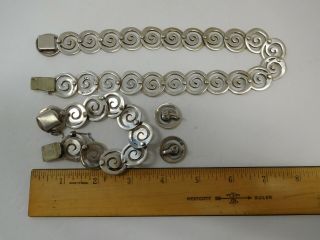 Vtg Los Castillo Mexico Swirl Necklace Bracelet Screw Back Earrings 317 153 gram 9