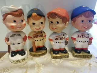 4 Vintage Houston Astros Shooting Star Nodder/bobble Head Wedge Base 1960 - 1970