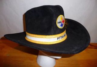 Vintage Pittsburg Steelers Cowboy Hat Official Nfl Ajd Western Style - Medium