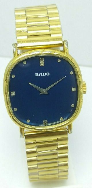 Swiss Made Vintage Rado Blue Dial Hand Winding 17j Wrist Watch For Men 