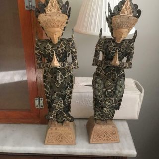Vintage 1968 Coin Dolls Statue Figurine Pair From Thailand (like Bali,  Chinese)