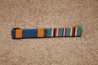 Ww2 U.  S.  Aaf (narrow) American Campaign & Air Medal Ribbon Bar Set
