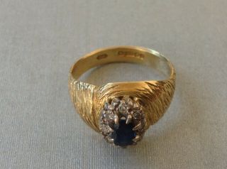 Vintage Unique Bark Affect 18 Ct Yellow Gold Sapphire And Diamond Ring 1970s ?