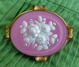 Huge Victorian Pinchbeck Brooch Pin - Frosted Flowers