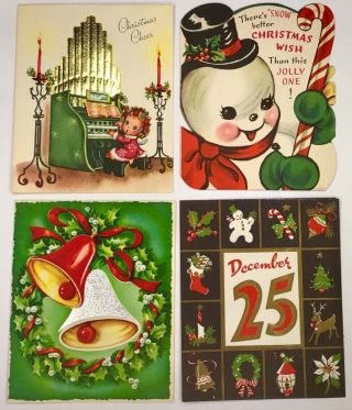 Box of 21 Vintage Christmas Cards Candle Glow Glitter Foil 2