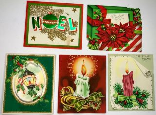 Box of 21 Vintage Christmas Cards Candle Glow Glitter Foil 7