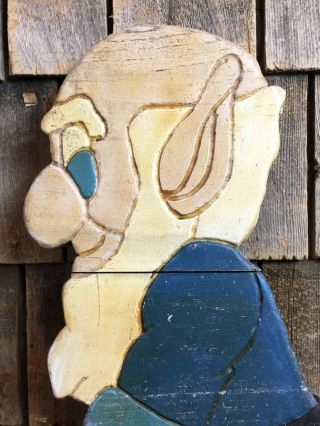 RARE Vtg Amusement Park Carnival Fair Carved Wooden Snow White Dwarf Character 6