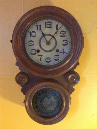Vintage Antique Seikosha Mark Tokyo Japan Wind Hand Carved Wood Wall Clock