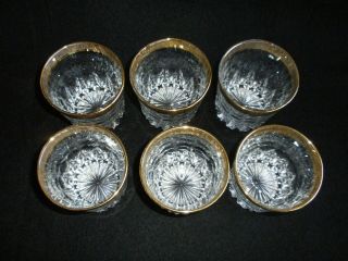Rare Antique BACCARAT Crystal Set 6 x Whiskey / Water Tumbler w/ Wide Gold Band 2