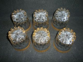 Rare Antique BACCARAT Crystal Set 6 x Whiskey / Water Tumbler w/ Wide Gold Band 3