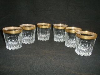 Rare Antique BACCARAT Crystal Set 6 x Whiskey / Water Tumbler w/ Wide Gold Band 4