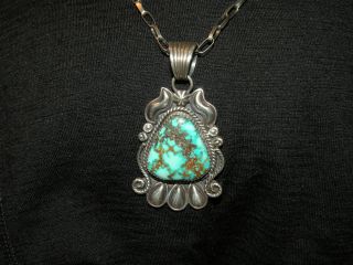 Vintage Handmade Navajo Royston Turquoise Sterling Silver Pendant
