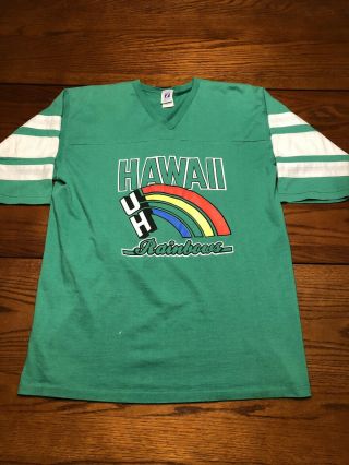 Vintage University Of Hawaii Rainbows Jersey Shirt Logo 7 Size Xl (fits L)