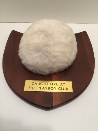 Rare Vintage Caught Live At The Playboy Club Walnut Mount Plaque