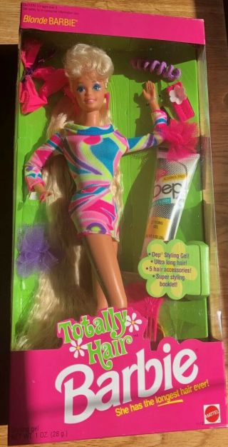1991 Totally Hair Blonde Barbie Doll By Mattel 1112 In Store Box Nrfb