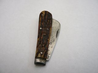 Rare Antique Vintage Folding Pocket Knife Stag Horn Handle Encore Turner England