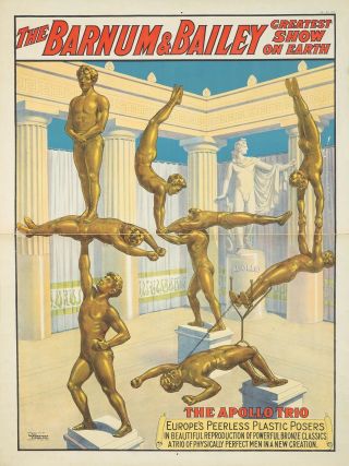 Vintage Poster Barnum & Bailey Circus Apollo Trio 1910 Acrobat