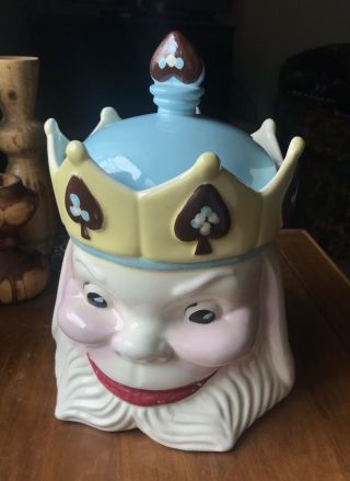 Vintage Cleminsons Of Calif Card King King Of Hearts Ceramic Cookie Jar Rare Mcm