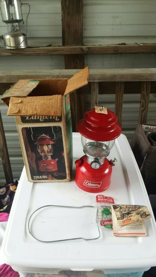 Vintage Coleman 200a Gas Camping Lantern 5/77 Never Fired