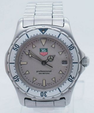 Vtg Tag Heuer 1000 Series Professional 200m Diver Grey Dial 972.  013 - 2 34mm Watch 2