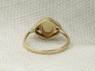 Estate Vintage 14K Yellow Gold Opal & Diamond Ring Signed JTC 4
