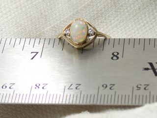 Estate Vintage 14K Yellow Gold Opal & Diamond Ring Signed JTC 6