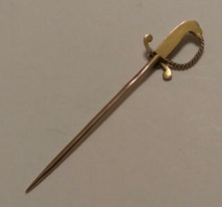 Rare Antique Victorian Solid 14K Gold Sword Pearl Eagle Head Toothpick Stick Pin 4