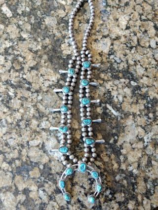 Vintage Native American Navaho Squash Blossom 14 " Necklace