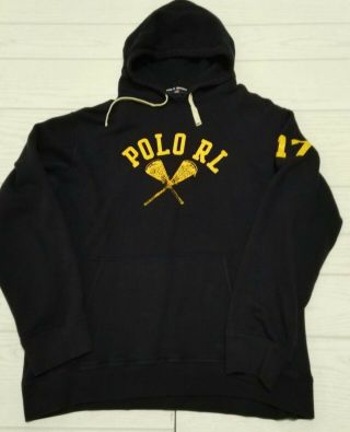 Vintage Polo Sport Ralph Lauren Pullover Hoodie Lacross Size Xl Navy
