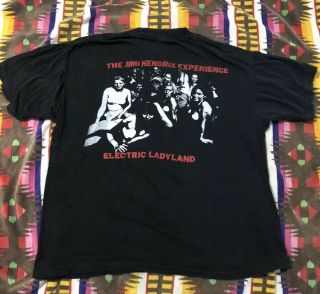 Vintage Jimi Hendrix Experience Size XL T Shirt Black Electric Ladyland 3