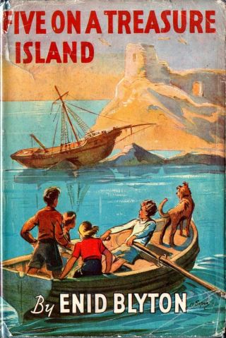 Enid Blyton Famous Five On A Treasure Island Vintage 1950 Hb White Spine Dw Dj