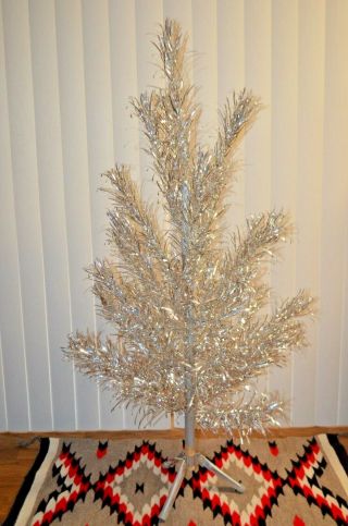 Vintage Evergleam Stainless Aluminum 4 Ft.  Christmas Tree 31 Branch.  Complete