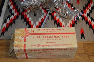 Vintage Evergleam Stainless Aluminum 4 Ft.  Christmas tree 31 Branch.  Complete 7