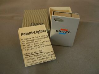 " Esprit " United Airlines Vintage Cigarette Lighter,  W/ Instructions