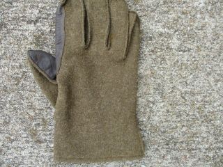Us Army Wwii Od Wool Glove With Brown Leather Palms Size 11
