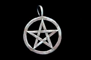Sterling Silver Vintage Victorian Authentic Antique Pentacle Pentagram Pendant