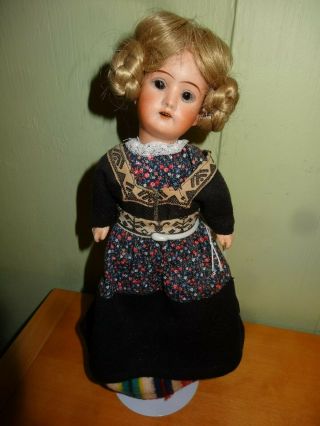 13 " German Bisque Head Doll Marked 9/0.  Great Cabinet Size