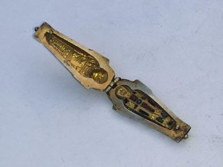 RARE EARLY 1900 ' s SILVER & ENAMEL EGYPTIAN MUMMY MECHANICAL PENCIL,  SARCOPHAGUS 3