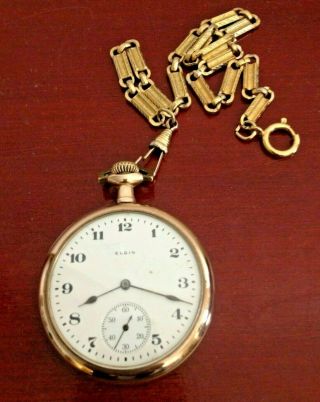 Vintage Elgin Gold Plated 15 Jewels Double Roller Dueber Pocket Watch.