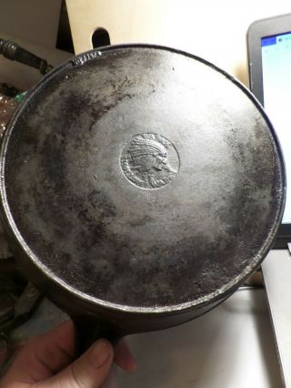 Vintage Wapak Hollow Ware Indian Head 10 Cast Iron Skillet With Heat Ring