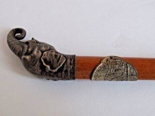Antique Victorian German Silver Elephant Riding Crop Swagger Stick 4