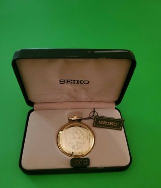 Seiko Pocket Watch Model Sfwm64 With Chain And Case