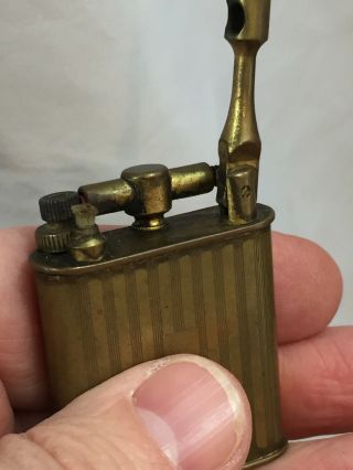 Vintage NASCO 18k Gold Plated Lift Arm Pocket Lighter - Engraved Japanese Scene 7