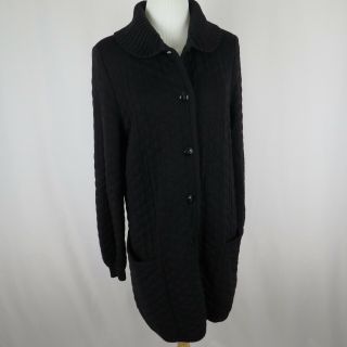 Vintage Valentino Studio women ' s black size 44 (US 10) wool knit coat 2