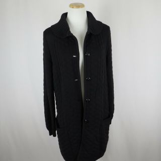 Vintage Valentino Studio women ' s black size 44 (US 10) wool knit coat 8