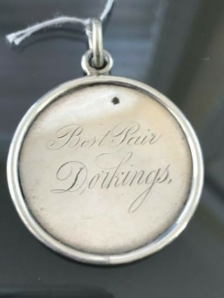 Antique Scottish Sterling Silver Best Pair Dorking Watch Fob Awards Medal 1866