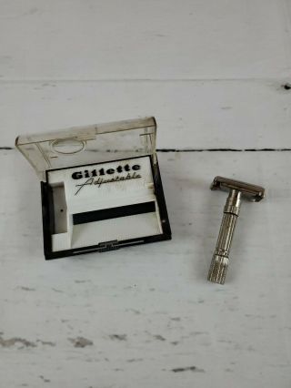 Vintage Gillette Adjustable Fat Boy Razor With Case 3.  5 " Long