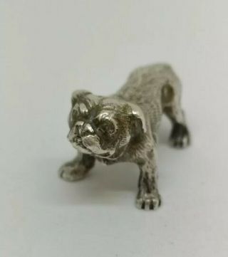 Victorian Antique Chester Hallmarked Solid Silver Model Miniature Bulldog