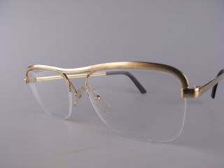 Vintage Essel Prestige Semi Rimless Gold Filled Eyeglasses 51 - 19 Made In France