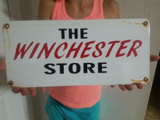 Vintage The Winchester Store Porcelain Sign